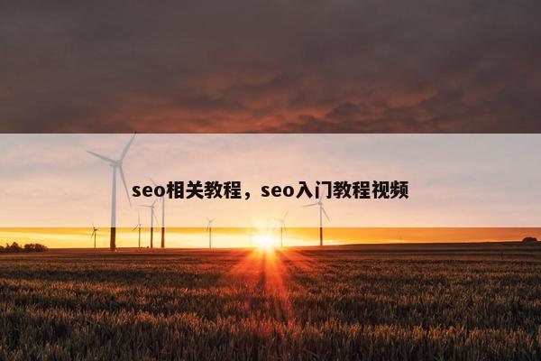 seo相关教程，seo入门教程视频
