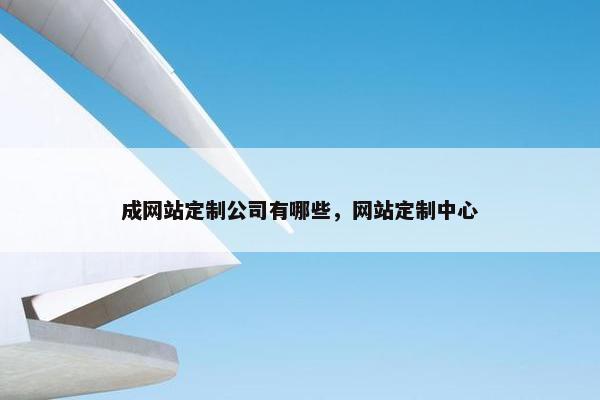 成网站定制公司有哪些，网站定制中心