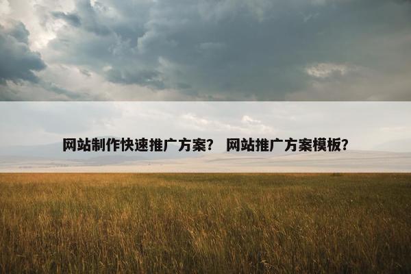 网站制作快速推广方案？ 网站推广方案模板？