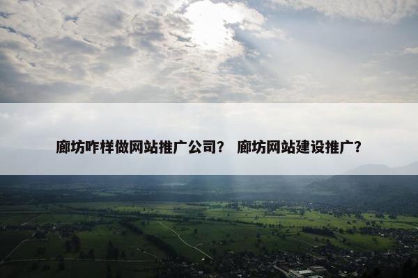 廊坊咋样做网站推广公司？ 廊坊网站建设推广？