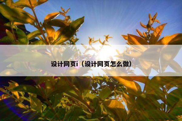 设计网页i（设计网页怎么做）