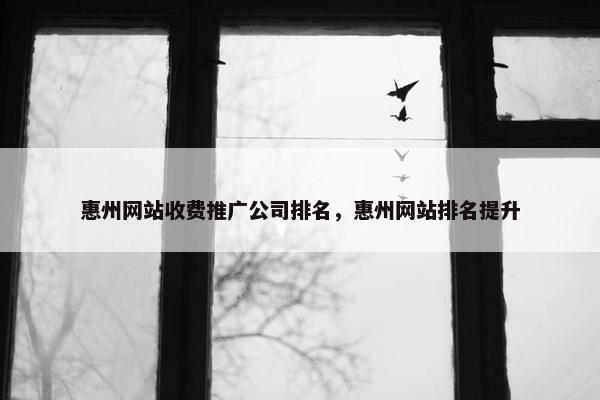 惠州网站收费推广公司排名，惠州网站排名提升