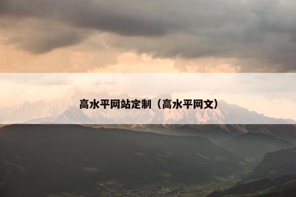 高水平网站定制（高水平网文）