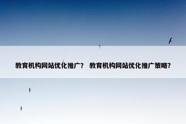 教育机构网站优化推广？ 教育机构网站优化推广策略？